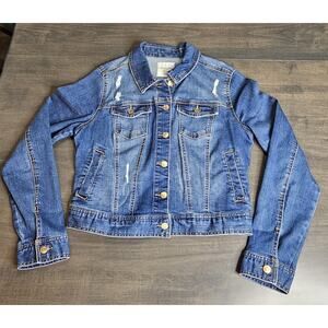 Celebrity Pink Women's Distressed Size Medium Denim Cropped Jean Jacket